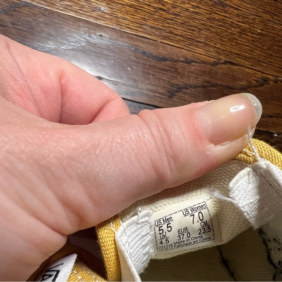 Vans Yellow and White Checkered Slip-On Sneakers - Picture 5 of 9